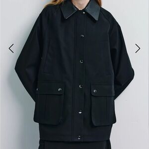 Rue Sophie Black Leather Barn Jacket